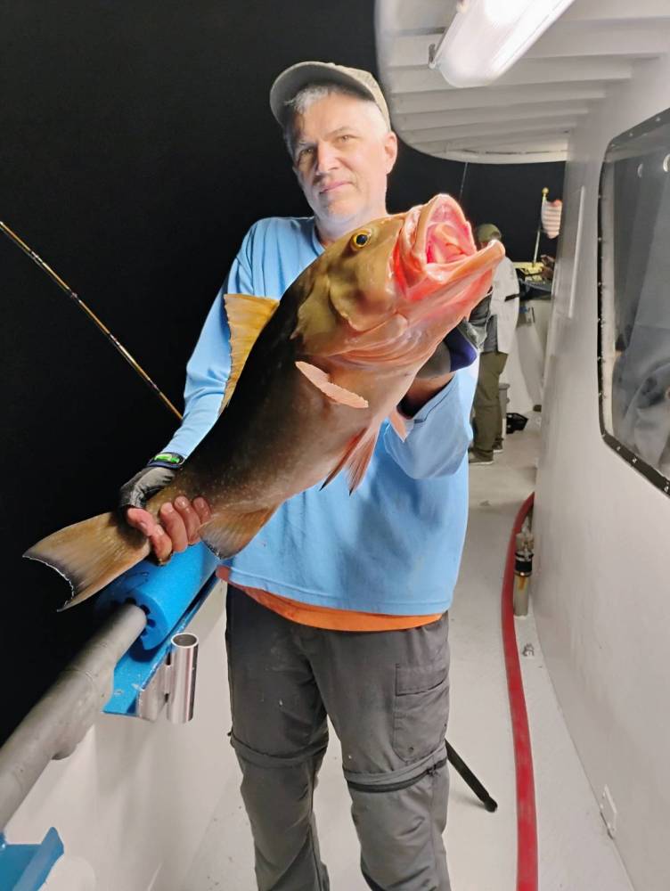 a person holding a fish